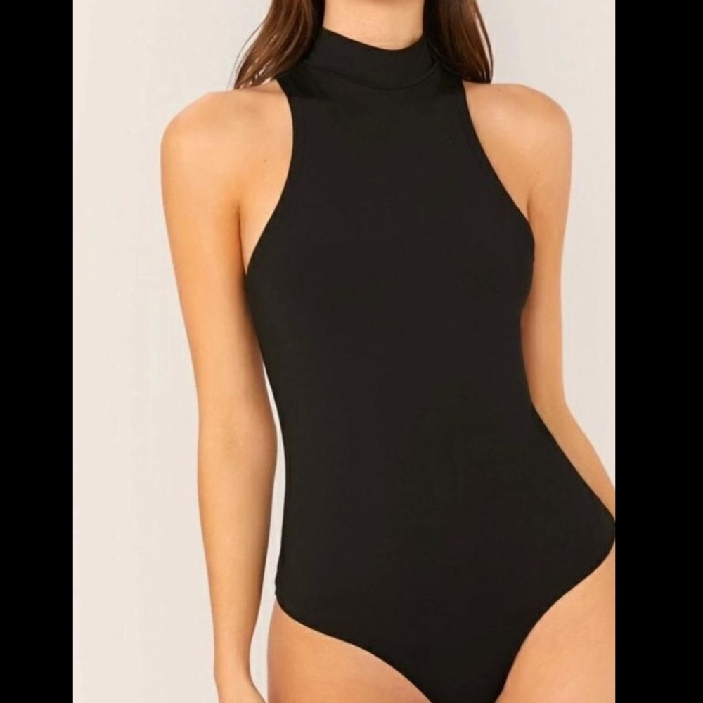 black halter bodysuit